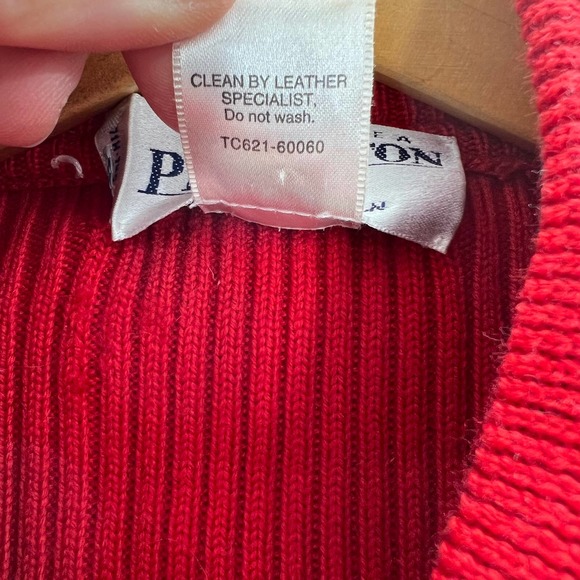 Pendleton Oregon Vintage Wool Leather Sweater Jacket Solid Red Zippered Medium - Picture 5 of 9